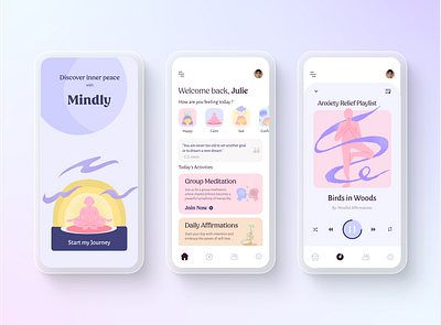 Mental Health Mobile App 3d animation apps branding design designprocess graphic design illustration logo meditation mental health mental health app mindfulness mobile app mobile design motion graphics ui ux ux design ux ui design