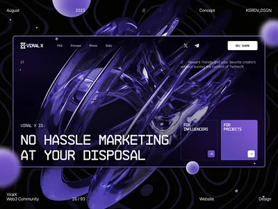 Viral X 3d blockchain crypto landing landingpage social media ui uiux ux web web3 website