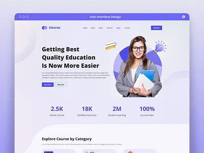 Online Education Website UI Design branding education education landingpage education ui education website figma design figma landingpage landingpage online education ui ui design user interface ux visual design visual ui web design web landingpage website ui