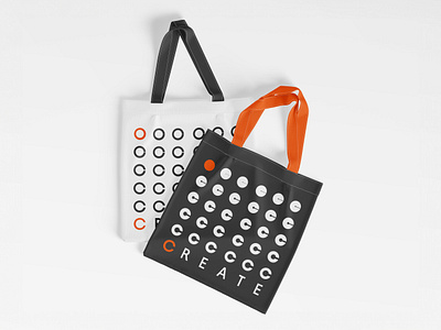 Mockup of souvenir products of the Creative Laboratories bag brand design branding corporate identity creative creative laboratories design graphic design illustration image merchandise mockup orange project vector