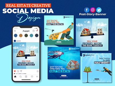 Real Estate Creative Social Media Design ad design adobe illustrator adobe photoshop banner design creative ad design design display ad facebook post google ads graphic design illustration instagram post logo motion graphics real estate reel making social media ad social media design story design