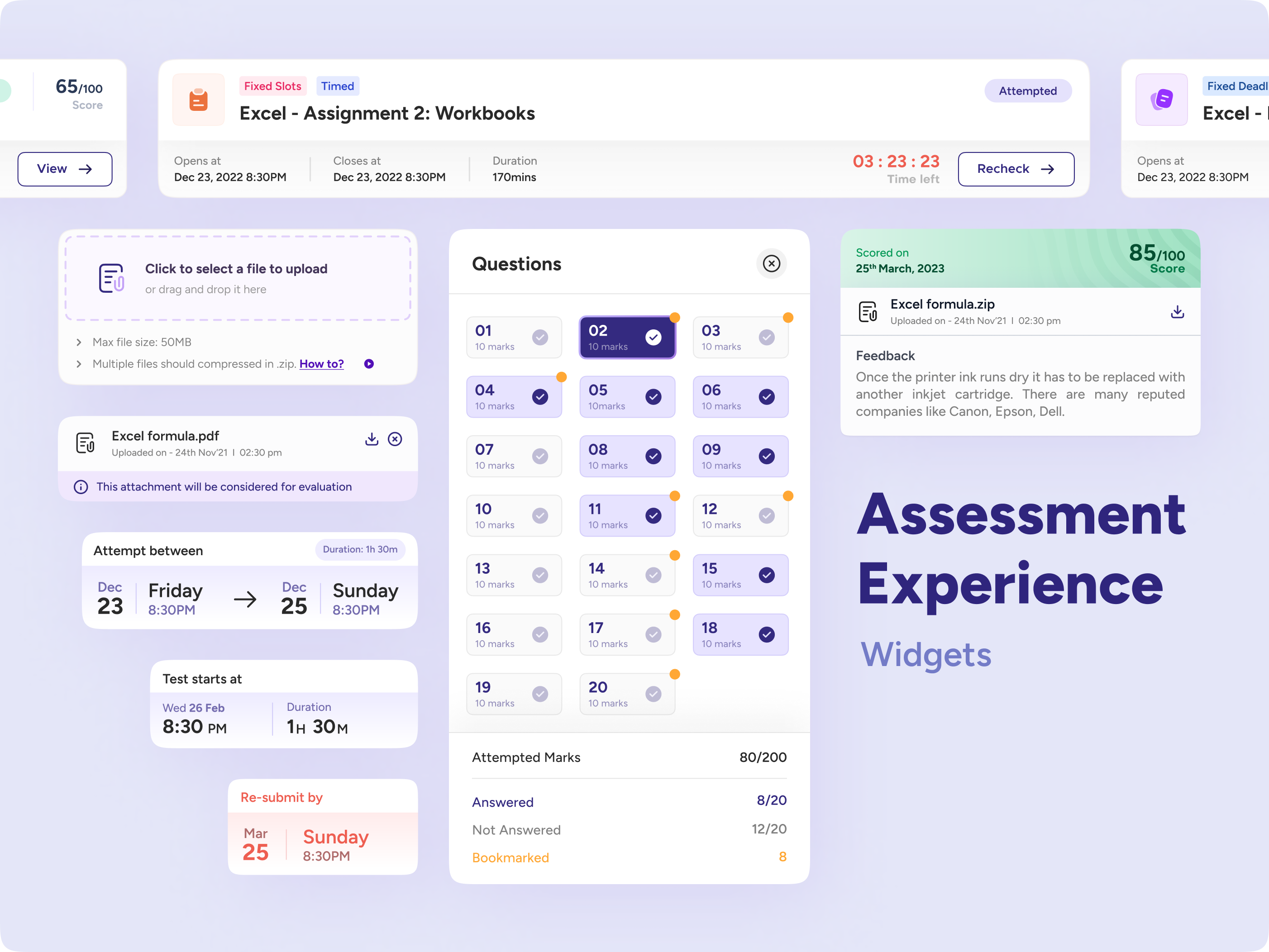 Assessment Experience Widgets assignment design evaluation exam interface learning management system lms problem solving test ui user