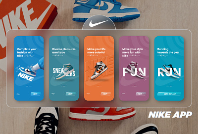 Nike App - Onboarding 3d app best e commerce graphic design mobile nike shoes shoes app ui ux