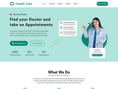 Medical - Healthcare Landing Page best dribble website devignedge doctor appointment health healthcare hero section home page hospital landing page landing page design medical care medical templat medical website medical website ui meditation app ui therapist app therapy app ui ui ui design website design