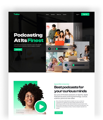 Podcast Header Design best landing page best ui design dribble shot landing page modern ui music website podcast podcast header podcast landing page podcast ui podcast ui design ui ux website ui