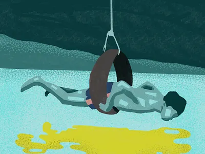 Looking In The Water art direction character character design colorful design environment illustration forest illustration illustrator lake narcissus procreate realistic reflection surreal surrealist swimming water wet