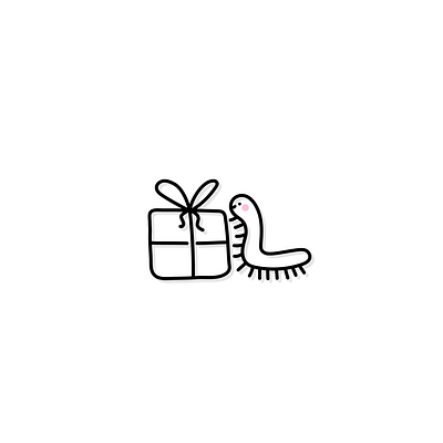 Wrapping Presents cartoon caterpillar character christmas cute holiday icon illustration kawaii line art present sticker vector xmas