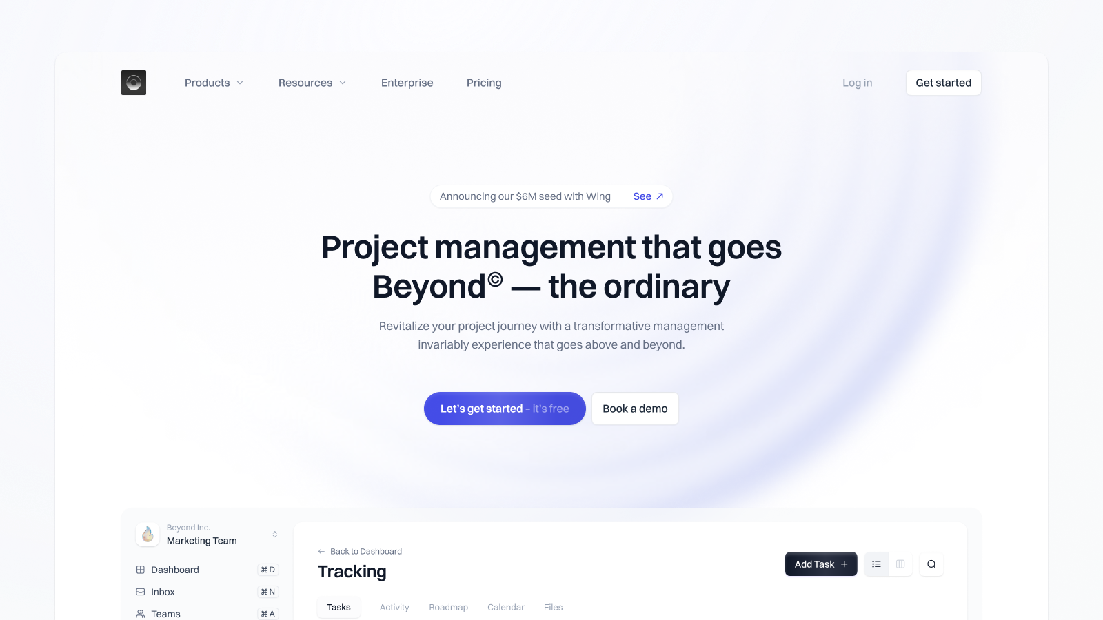 Beyond© – Landing Page [WIP] dashboard design landing page project management saas ui ux website