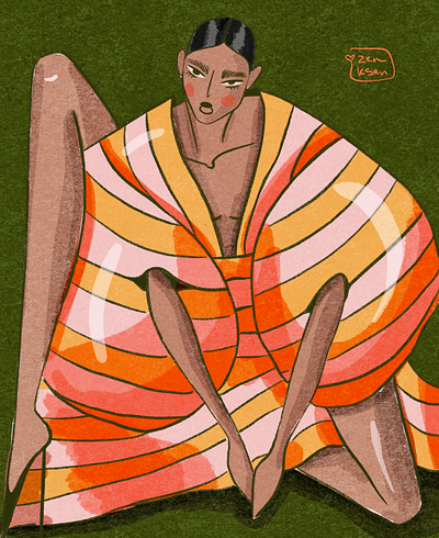 girl in stripe dress digital illustration fashion illustration fashion sketch illustration