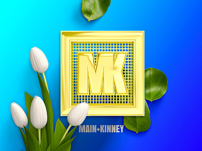 Main And Kinney - Emblem 3d brand design branding clean design floral flowers graphic graphic design icon logo ocean sand typography vector venice beach