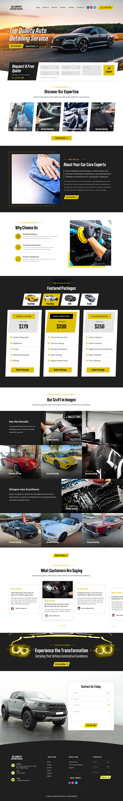 Home Page Design For an Auto Detailing Company design graphic design illustration ui userinterface ux web webflow website