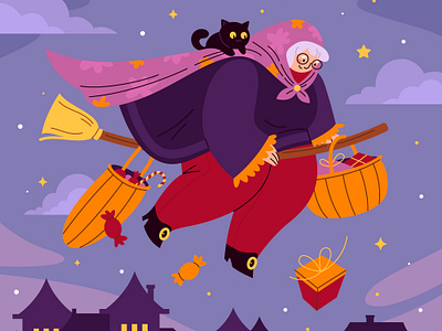 Ariiva la Befana befana children illustration design flat graphic design illustration vector witch