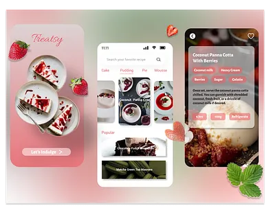 Treatsy - Desert Recipes Mobile Application UI🍰✨ ui