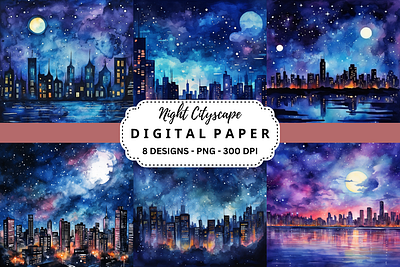 Watercolor Night Cityscape Background tumbler wrap