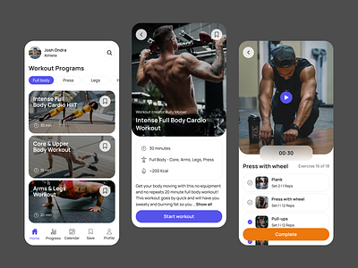 Fitness Training App app design ui ux