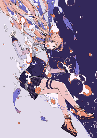 魚(sakana) anime style artwork design digital illustration drawing girl illustration illustration original character