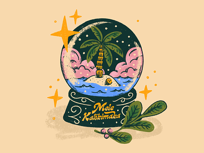 Mele Kalikimaka christmas coconut tree design festive holiday illustration island lettering mele kalikimaka palm tree procreate snowglobe tropical type vintage