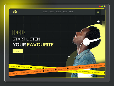 Podcast Website Design Concept aesthetic audio design flat glass effect glassmorphism hero hero section minimal minimalist podcast podcast website podcast website ui product design ui ux visual web design web ui website