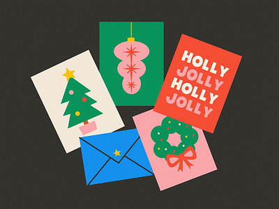 Christmas Cards christmas christmas illustration christmas tree cute holiday holly jolly illustration ornament vector vector illustration wreath
