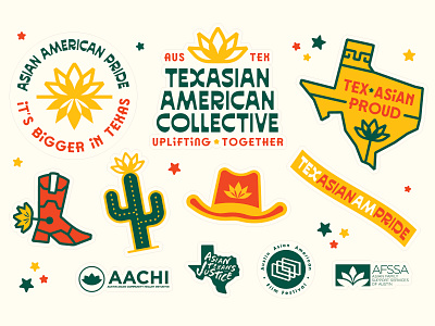 Texasian American Collective branding design graphic design illustration lotus sticker sheet stickers