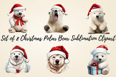 Christmas Polar Bear Sublimation digital paper crafts