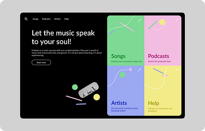 Landing page for music application design homepage design landing page music music app music application music ui ui challenge ui design website design