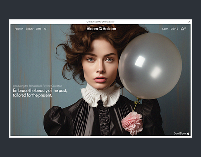 Bloom & Balloon clothing design ecommerce fashion hero high fashion luxury midjourney ui ux webflow