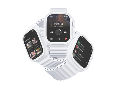 Dynamic Apple Watch Design 3d applewatchapp applewatchui branding dribbbleshowcase graphic design interactiveui logo musicappdesign musicplayerui ui uiuxdesign watchosdesign wearableui wristdesign