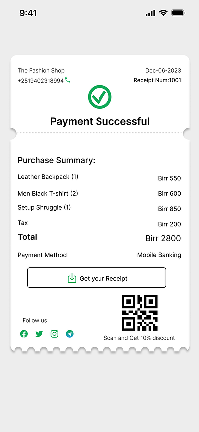 Daily UI 17 Purchase Receipt ui