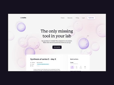 LabNotes - landing page animation chemistry design desktop figma hero lab landing page motion design science ui web