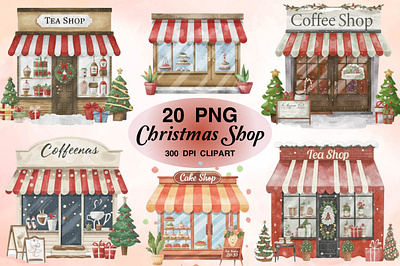 Watercolor Christmas Shop christmas png bundle