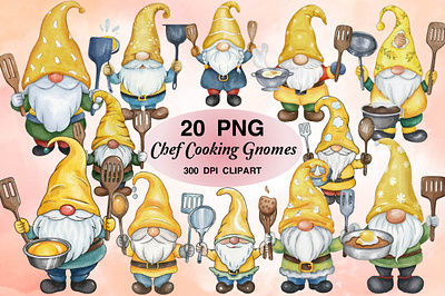 Watercolor Chef Cooking Gnomes gnome png