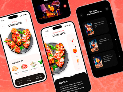 Ham House - Recipe app cicchetti cocktail design e commerce food ham minimal mobile prociutto product red ui ux