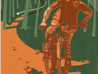 Hardcore 24 Race Poster 24 hr race endurance race illustration mountain bike mtb orange poster race rocks trail trees