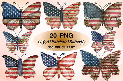 USA Patriotic Butterfly patriotic decal