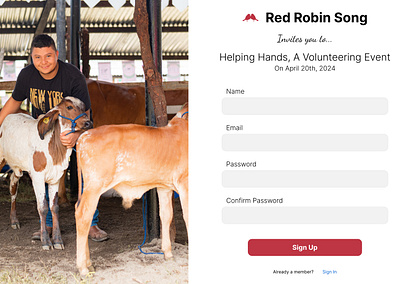 Volunteering Event Signup design landing pages ui ux