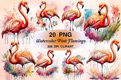 Watercolor Pink Flamingo flamingo svg