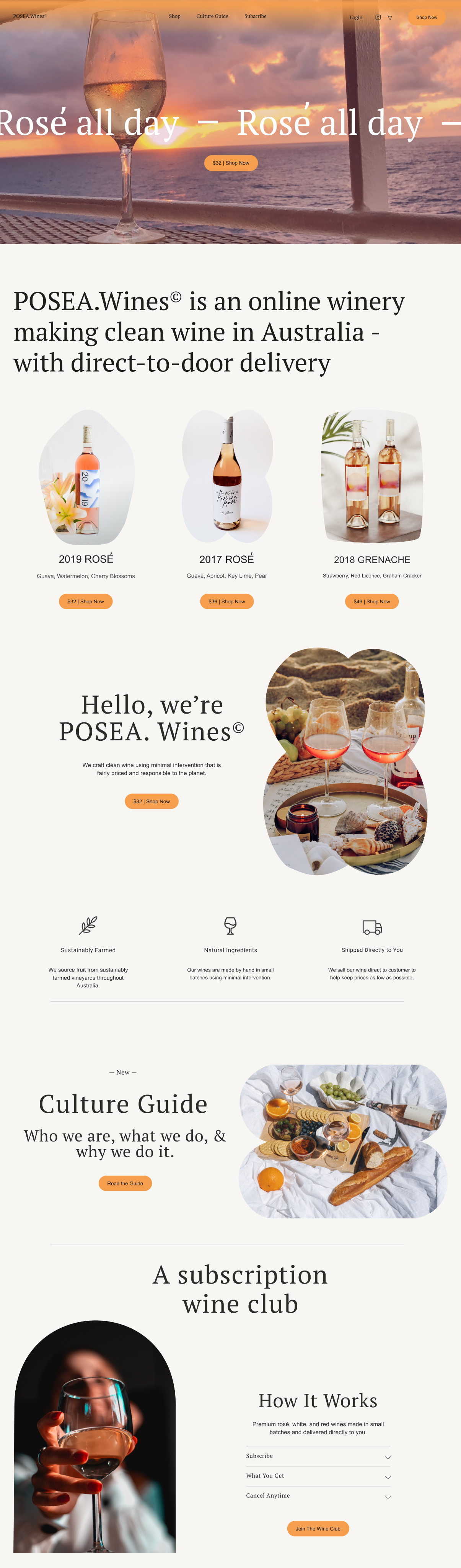POSEA Wines - landing page daily ui design landing landing page one page single page ui ui design user experience design user interface user interface design website design