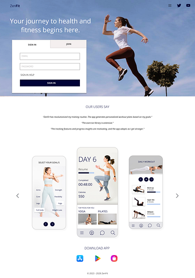 ZenFit Fitness branding mobile app design ui ux website design
