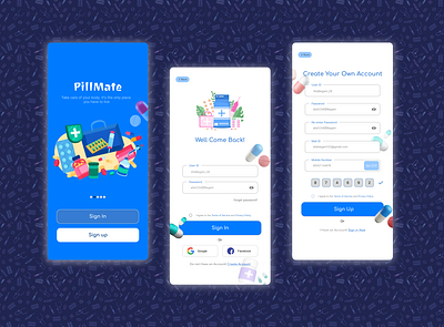 Medicine app Log in page design | splash screen 3d animation app design app screens blue themed branding color theory graphic design illustration login page logo medicine motion graphics splash screen typography ui ui design uiux user research website design