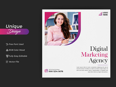 Digital Marketing Agency Social Media Post Design. abstract ads agency post design branding business corporate design graphic design post post design social media ads social media post template