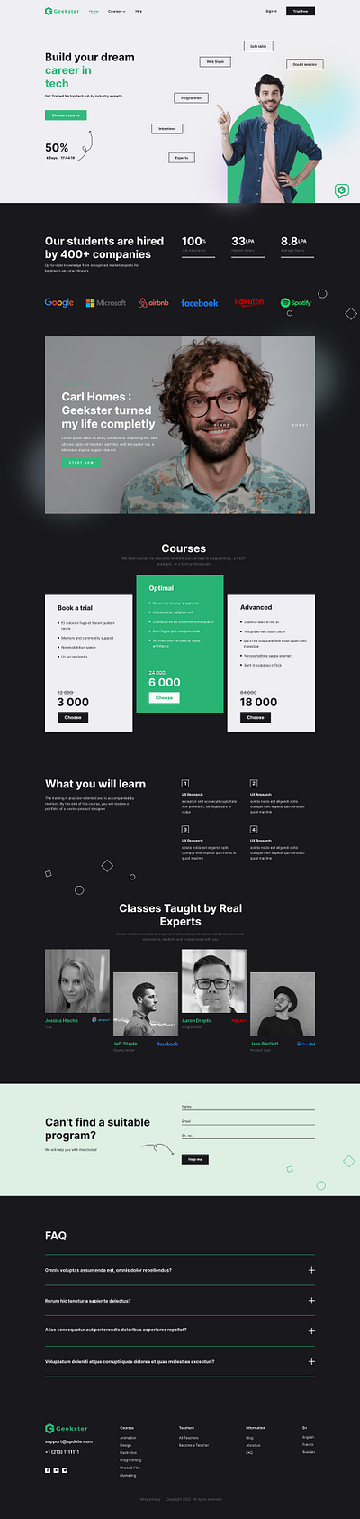 Geekster Landing Page typography ui