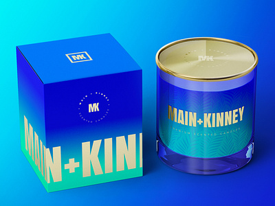 Main And Kinney - Candle W/ Lib and Box 3d branding california candle clean design graphic graphic design icon logo los angeles packaging sand sea typography vector zen