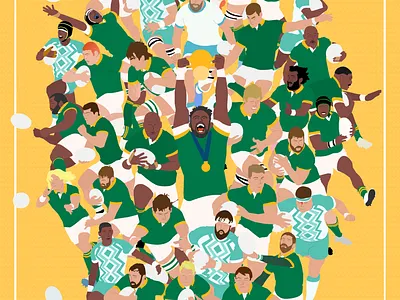 Springbok Rugby World Cup Champions print animation bokke branding cartoon character illustration design drawing graphic design illustration illustrator retro rugby rugby world cup south africa sport sports art sports illustrated springbok springbok rugby vector