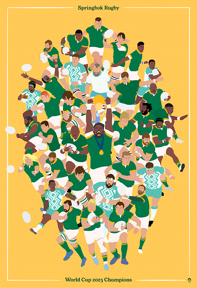 Springbok Rugby World Cup Champions print animation bokke branding cartoon character illustration design drawing graphic design illustration illustrator retro rugby rugby world cup south africa sport sports art sports illustrated springbok springbok rugby vector