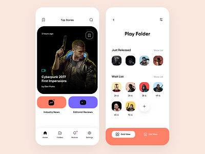 Game folder app min minimal mobile app ui