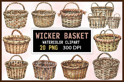 Watercolor Wicker Basket easter basket