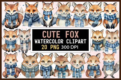 Watercolor Cute Fox watercolor clip art