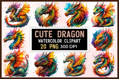 Watercolor Cute Dragon dragon svg