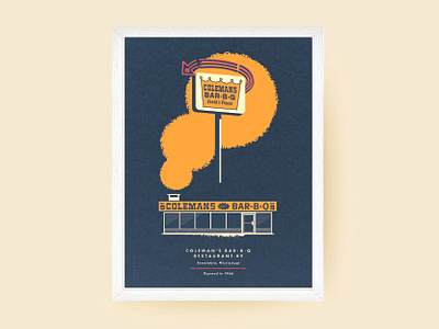 Coleman's Bar-B-Q Poster bar b q bbq illustration mid century poster screenprint typography